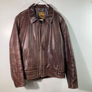 Mens Perfecto Schott NYC 585 Leather Bomber Motorcycle Jacket XL Brown USA